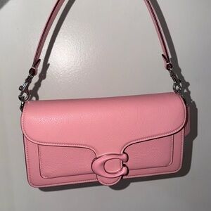 Coach Tabby 26 Pebbled Pink Shoulder Bag with Signature Front Clasp